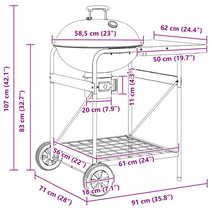 Outdoor Grill Mit Rädern Schwarz Aus Metall 96 X 72 X 113 Cm - Hobbyfy