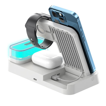 4In1 Lade Station Alarmanzeige RGB Nachtlicht Weiß/Schwarz USB - Hobbyfy