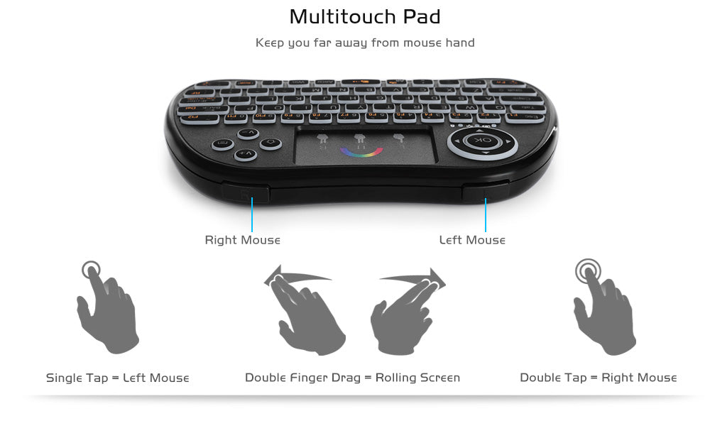 Kabellose Tastatur Mit Beleuchtung & Farbige Touch Fernbedienung - Hobbyfy