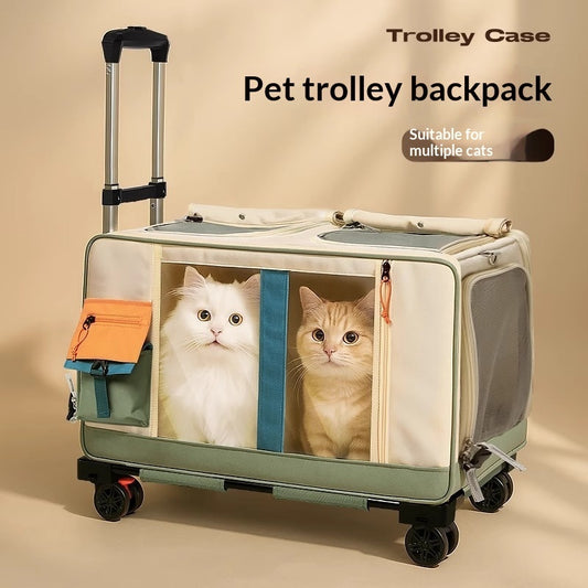 PetVoyage Großes Volumen Rollende Transporttasche Grün Langem Griff