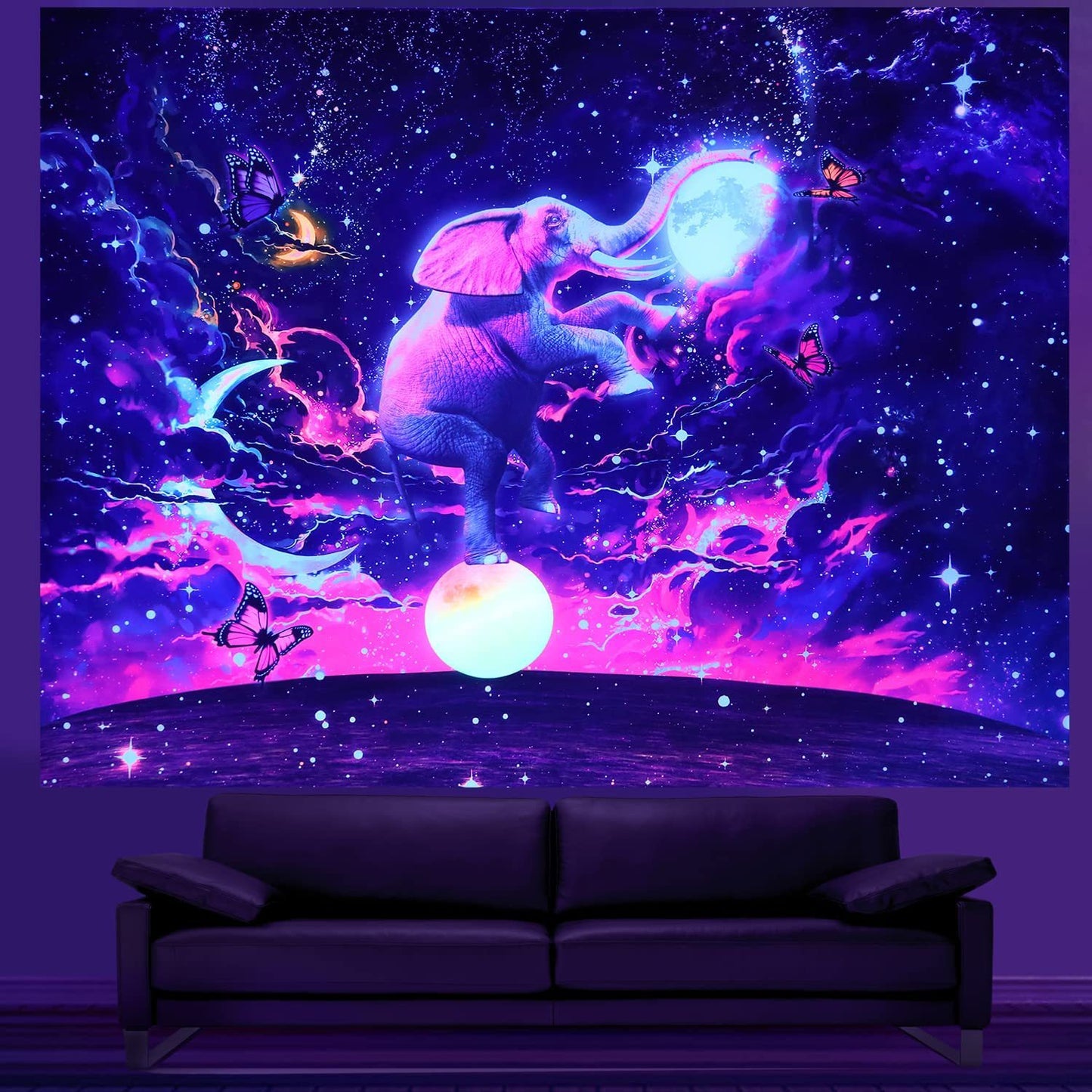 Violettes Licht Wanddeko Tuch Polyesterfaser Premium Raumdekoration - Hobbyfy