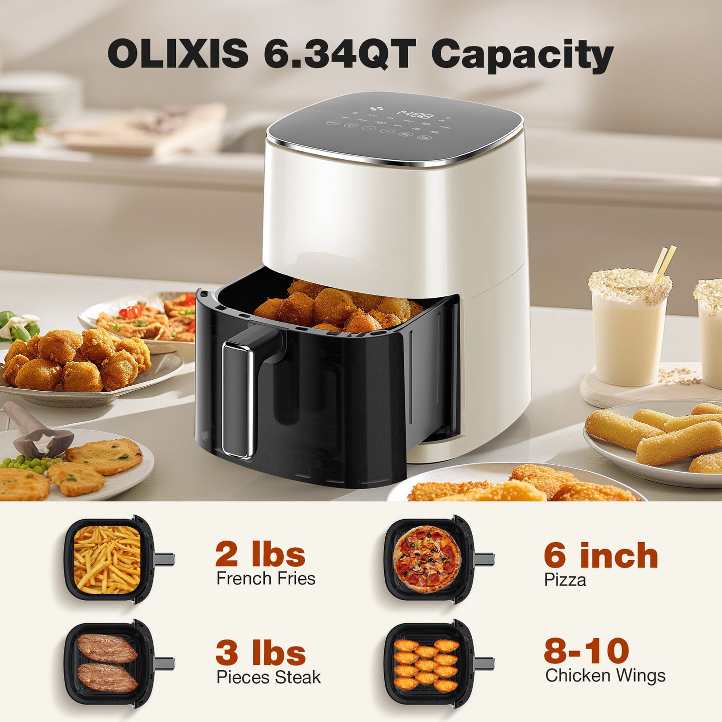 Quadratische Air Fryer Mit Sichtfenster 6-Quart Kapazität 12-in-1 - Hobbyfy