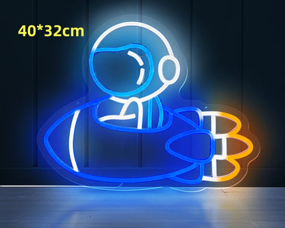 LED Neon Leuchte Wand Spaceman Planet Motiv Innen & Außen - Hobbyfy