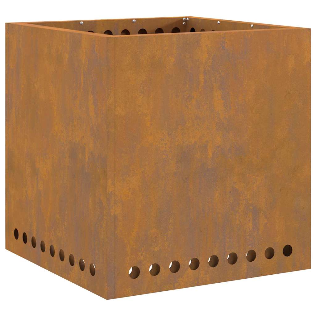 Quadratische Feuerstelle Braun Weathering Steel 48 cm - Hobbyfy