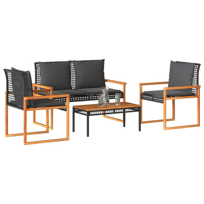 4-Teilige Gartenlounge Mit Kissen Aus Poly-Rattan Wetterfest - Hobbyfy