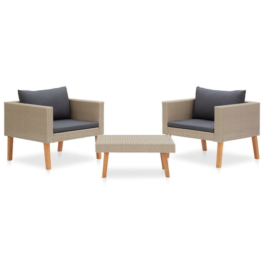 3 Teiliges Garten Lounge Set Aus PE Rattan Mit Dicken Kissen - Hobbyfy