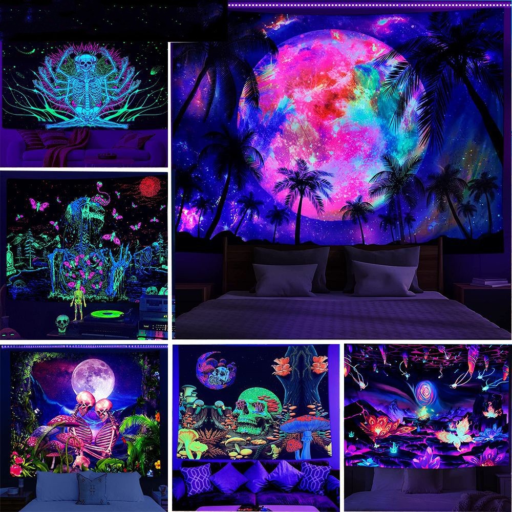 Violettes Licht Wanddeko Tuch Polyesterfaser Premium Raumdekoration - Hobbyfy