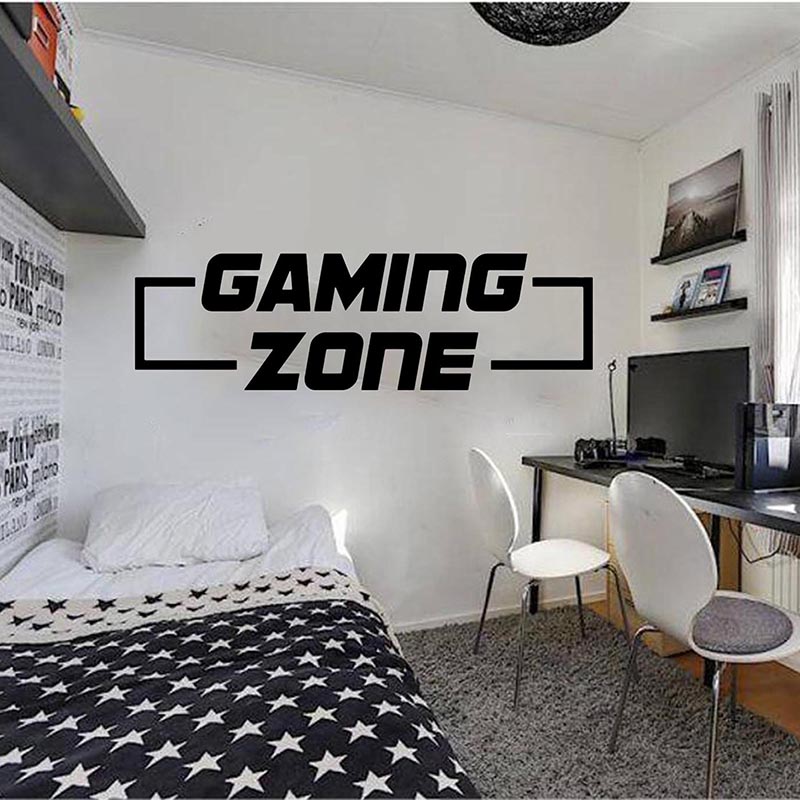 GamingCarved Wandaufkleber Gaming Zone Muster 35 x 120 cm Schwarz - Hobbyfy