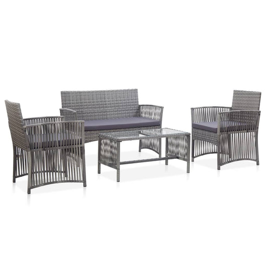 4-Teiliges Gartenlounge-Set Mit Auflagen Aus Poly-Rattan Anthrazit - Hobbyfy