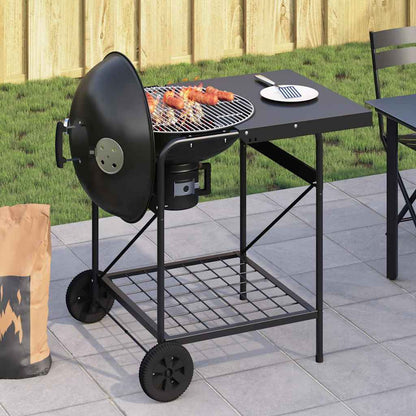 Outdoor Grill Mit Rädern Schwarz Aus Metall 96 X 72 X 113 Cm - Hobbyfy