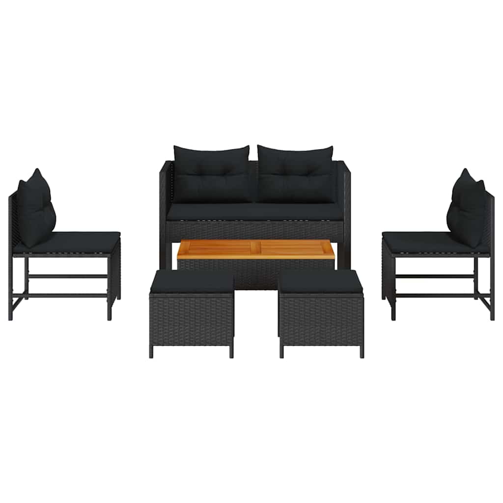 Garten Sofa Set 6 Stück Poly Rattan Wetterfest UV-beständig Lounge - Hobbyfy