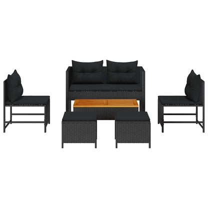 Garten Sofa Set 6 Stück Poly Rattan Wetterfest UV-beständig Lounge - Hobbyfy