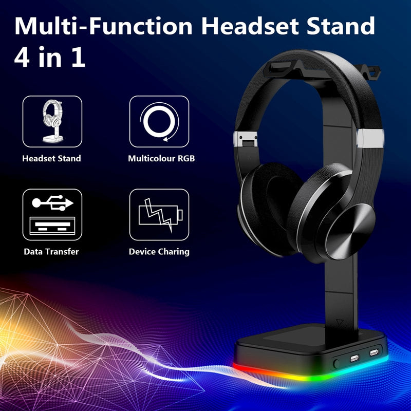 NebulaGamer Kopfhörerhalterung 2-In-1 RGB USB-Lade-Datenstation - Hobbyfy