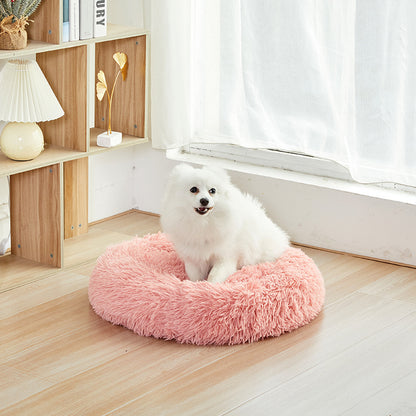 Maschinenwaschbares Plüsch Tierbett Rundes Kuschelparadies - Hobbyfy