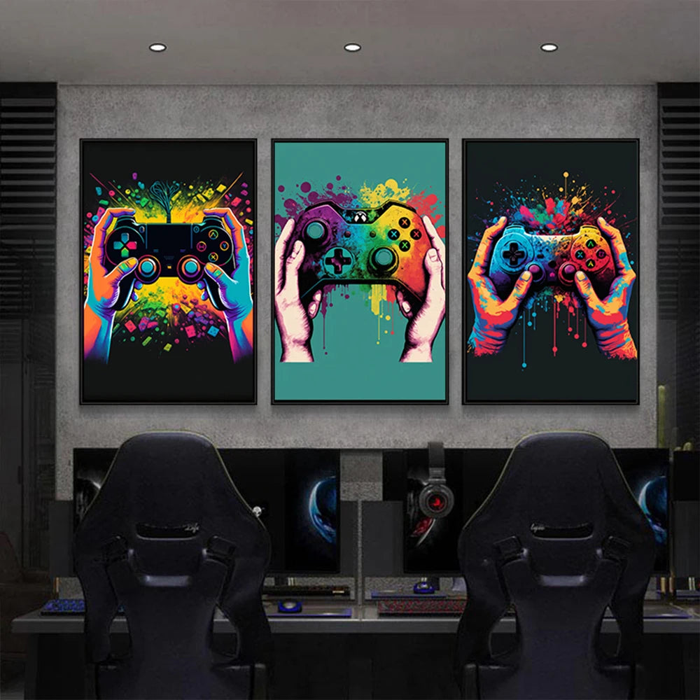 NeonPulse Gamer Controller Canvas Poster NeonDruck Wanddekoration - Hobbyfy