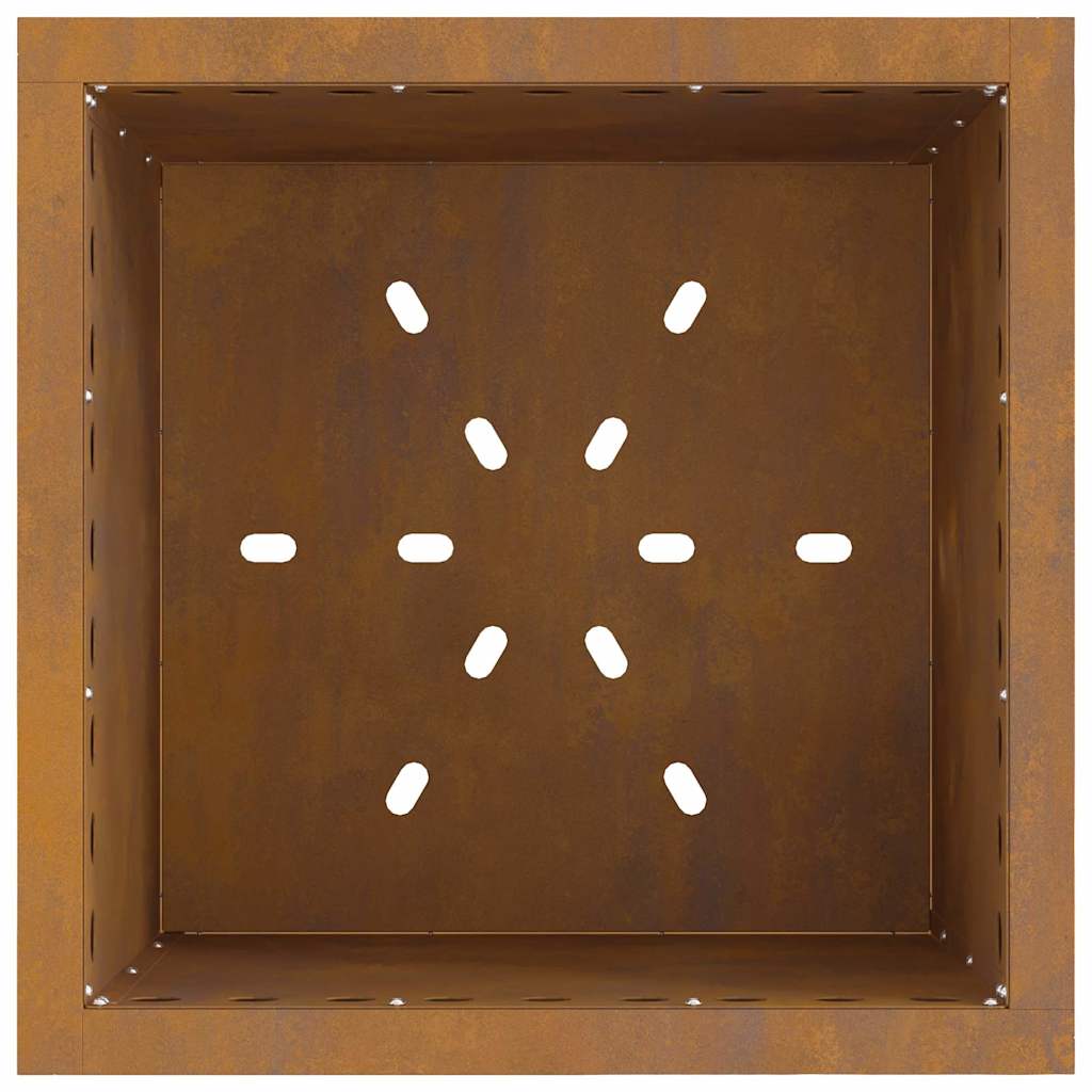 Quadratische Feuerstelle Braun Weathering Steel 48 cm - Hobbyfy