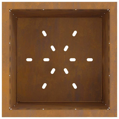Quadratische Feuerstelle Braun Weathering Steel 48 cm - Hobbyfy