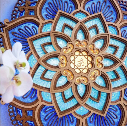 ZenLicht Mandala Nachtlicht LED Blau Lila Holz Oder Acryl - Hobbyfy