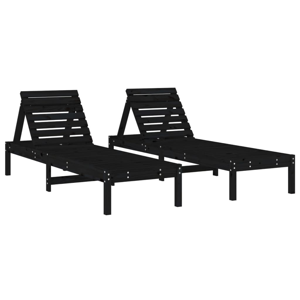 Zwei Sonnenliegen Aus Massivholz Mit Verstellbarer Rückenlehne - Hobbyfy
