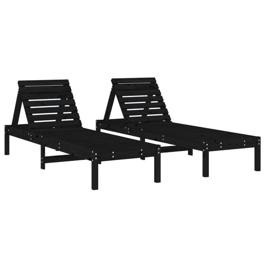 Zwei Sonnenliegen Aus Massivholz Mit Verstellbarer Rückenlehne - Hobbyfy