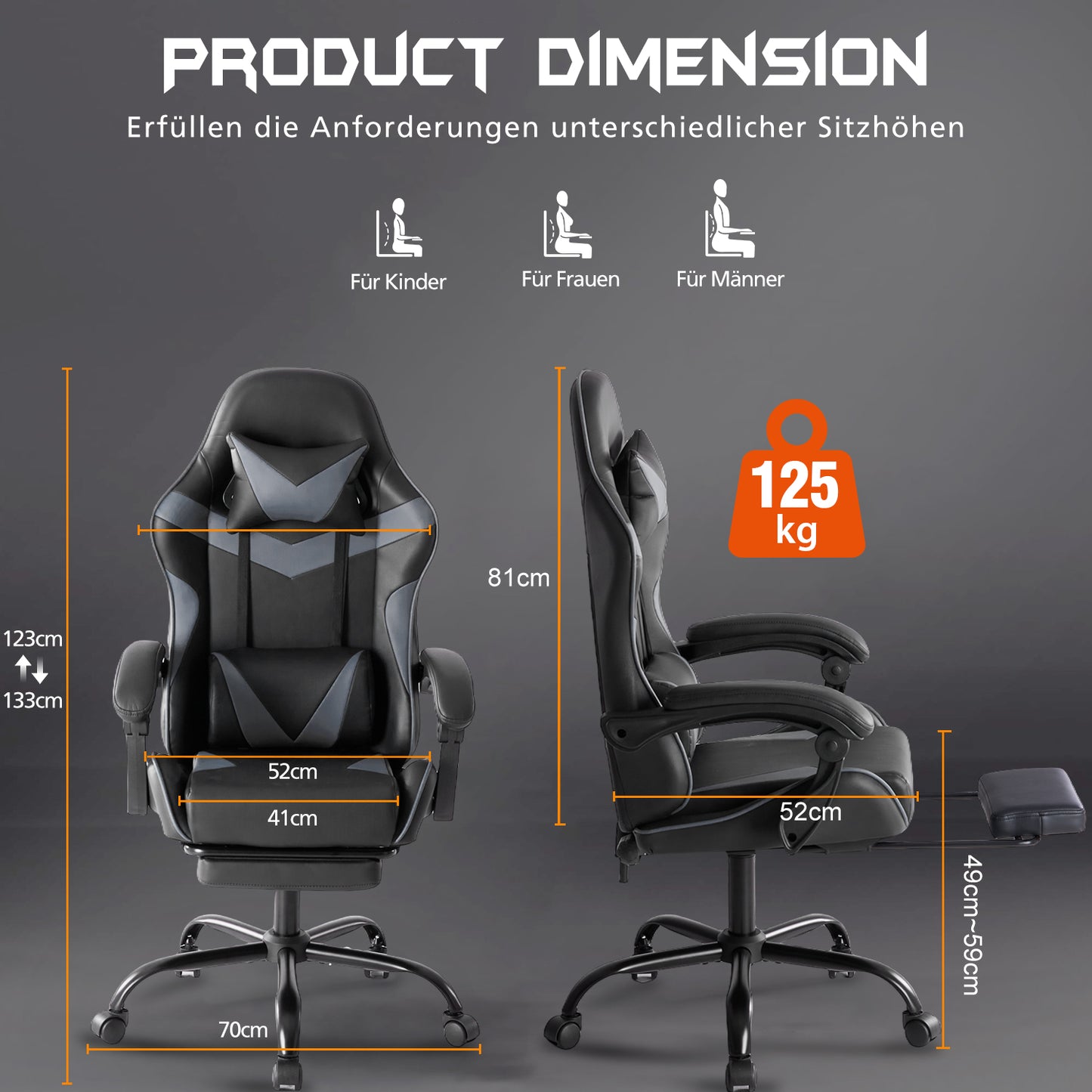 E Sports Stuhl Mit Fußstütze Robuster Metallrahmen Für Halt & Gamingkomfort - Hobbyfy