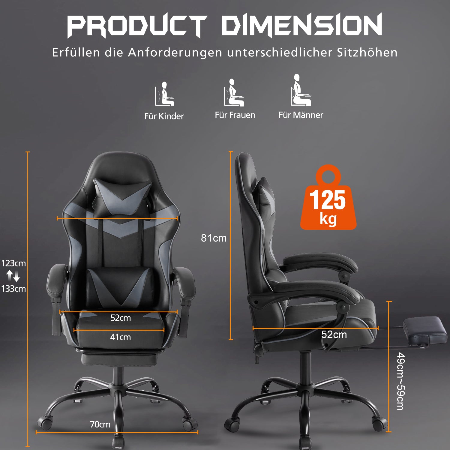 E Sports Stuhl Mit Fußstütze Robuster Metallrahmen Für Halt & Gamingkomfort - Hobbyfy