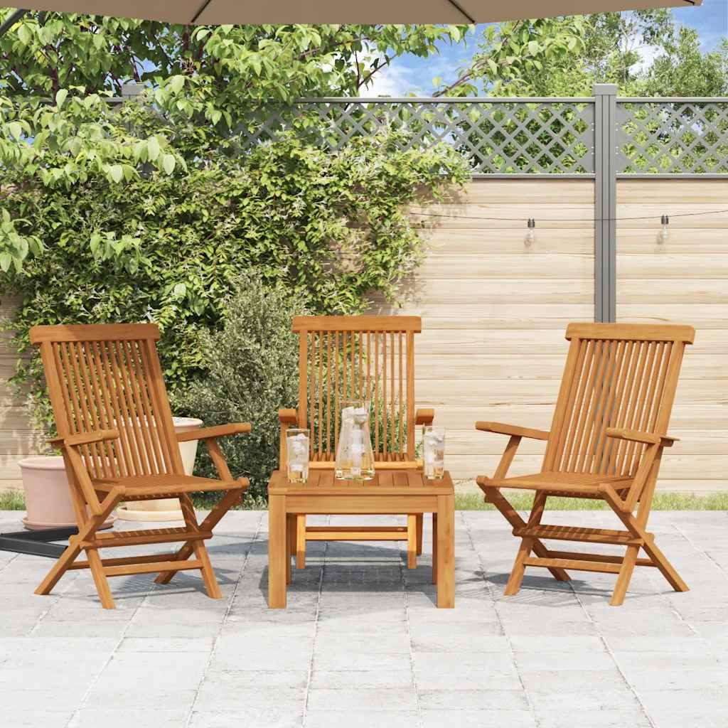Gartenstuhl Set 3er Solid Teakholz Outdoor Stühle - Hobbyfy